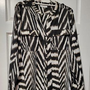 Women's CALVIN KLEIN Zebra Print Long Sleeve Blouse